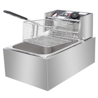 Friteuza Electrica Profesionala 6L, Inox, 2500W – Termostat Reglabil, Capac Antistropire, Usor de Curatat Trendysale.ro