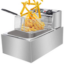 Friteuza Electrica Profesionala 6L, Inox, 2500W – Termostat Reglabil, Capac Antistropire, Usor de Curatat Trendysale.ro