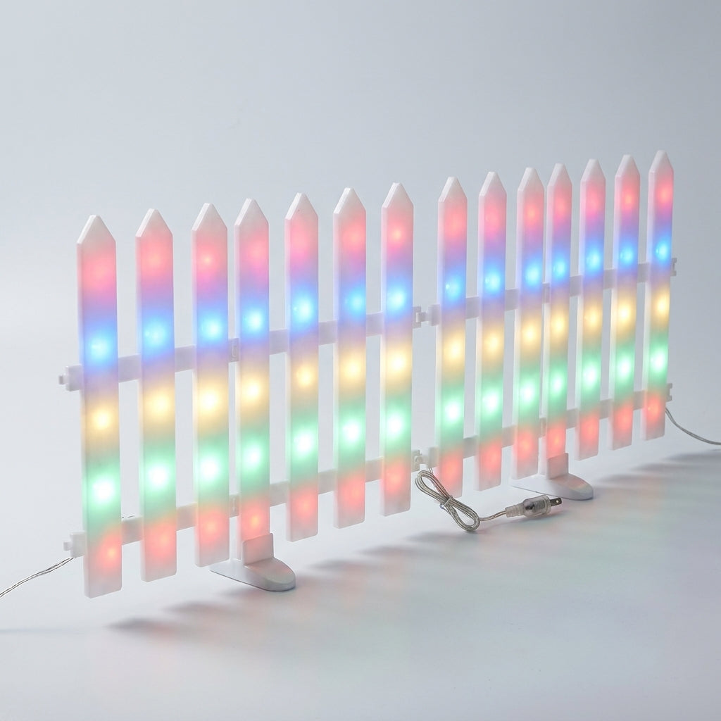 Gard Decorativ Solar cu LED Multicolor pentru Grădină, 35 cm, Telecomandă și Țăruși de Fixare