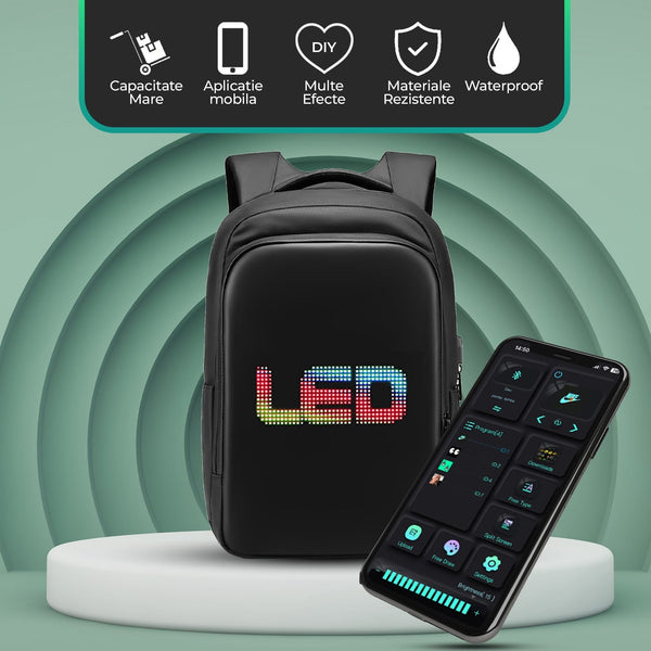 Ghiozdan Smart cu LED, WiFi, USB, 23L – Negru Trendysale.ro