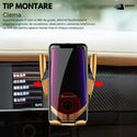 Incarcator wireless auto si suport telefon, Universal, Auriu Trendysale.ro