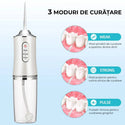 Irigator Oral Ultra-Portabil pentru Dus Bucal, 4 Capete de Curatare, Rezervor 220 ml Trendysale.ro