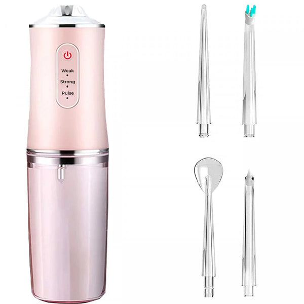 Irigator Oral Ultra-Portabil pentru Dus Bucal, 4 Capete de Curatare, Rezervor 220 ml Trendysale.ro