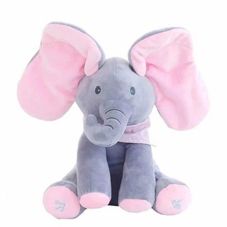 Jucarie de plus interactiva muzicala, Elefantul Cucu-Bau, 30 cm Trendysale.ro