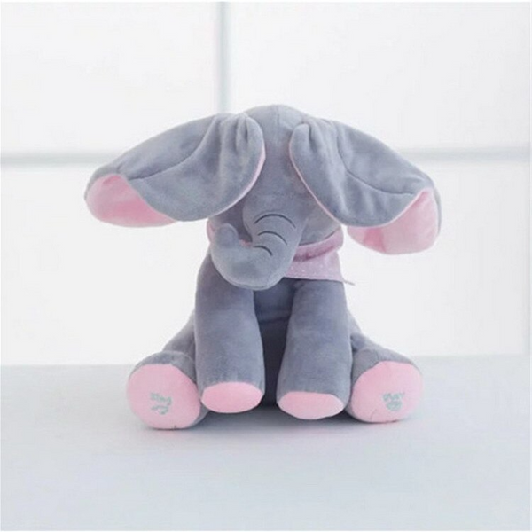 Jucarie de plus interactiva muzicala, Elefantul Cucu-Bau, 30 cm Trendysale.ro
