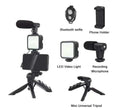 Kit complet 4 in 1 pentru vlogging, Microfon, Lampa LED, Trepied si Suport Telefon Trendysale.ro