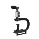 Kit complet 4 in 1 pentru vlogging, Microfon, Lampa LED, Trepied si Suport Telefon Trendysale.ro