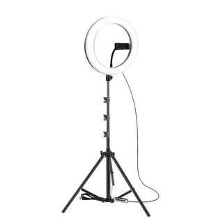 Lampa Circulara Ring Light 30cm, 120x LED SMD, 10 Trepte de Lumina, Telecomanda pe Fir, Trepied Inclus 210cm Trendysale.ro