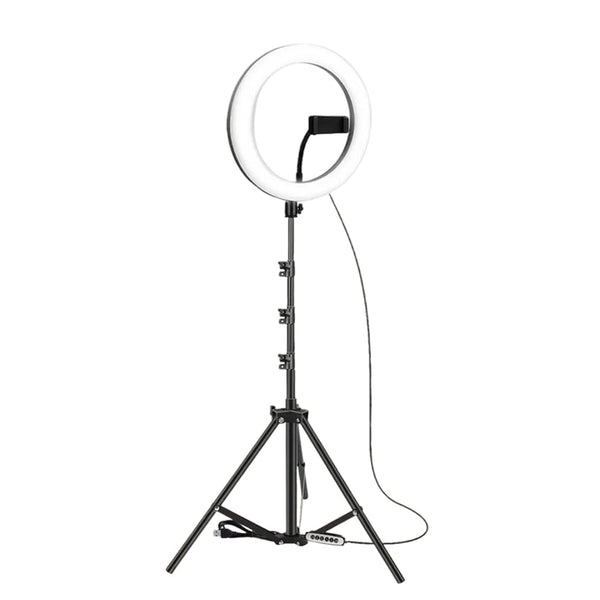 Lampa Circulara Ring Light 30cm, 120x LED SMD, 10 Trepte de Lumina, Telecomanda pe Fir, Trepied Inclus 210cm Trendysale.ro