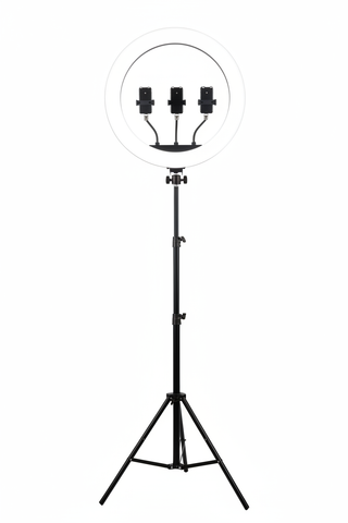 Lampa Circulara Ring Light 48cm Diametru, 120x LED SMD, 10 Trepte de Lumina, Telecomanda, Trepied 210cm Trendysale.ro