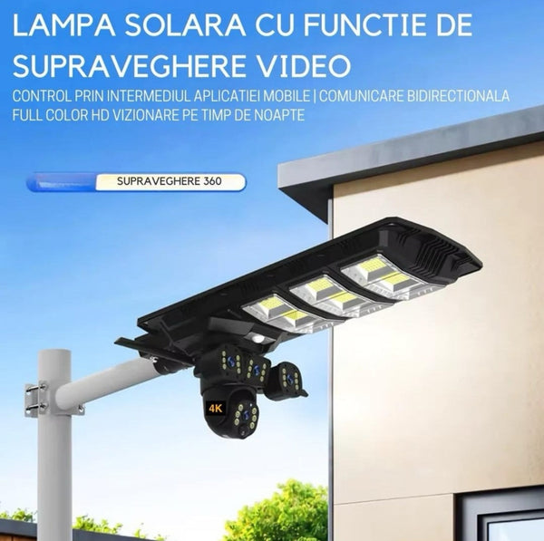 Lampa Solară LED + Cameră de Supraveghere WiFi – Iluminare și Securitate Inteligentă Trendysale.ro