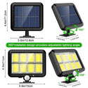 Lampa Solara 100 LED COB 100W, Waterproof IP65 cu Senzor de Miscare pentru Exterior Trendysale.ro