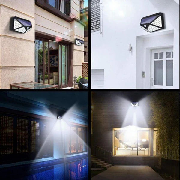 Lampa de Exterior Solara 100 LED cu panou solar, senzor de miscare Set 3 Trendysale.ro