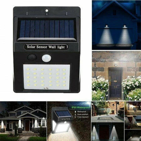 Lampa solara de perete, 30 LED-uri, temperatura culoare alb rece, 6500 K, senzor de lumina, 500 lm, Negru Trendysale.ro