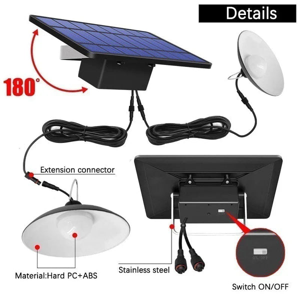 Lampa solara suspendata cu 2 becuri LED, telecomanda, 50W Trendysale.ro