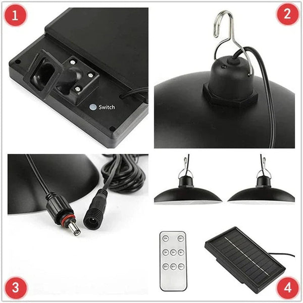Lampa solara suspendata cu 2 becuri LED, telecomanda, 50W Trendysale.ro