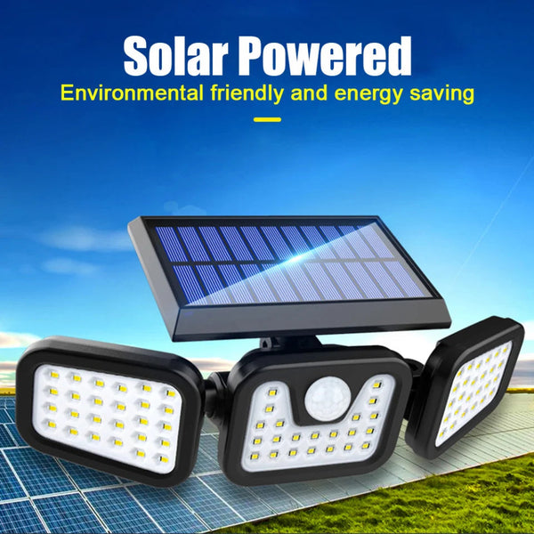 Lampa solara tripla, 30W, IP,65, 74LED SMD, Cu Panou Solar Trendysale.ro