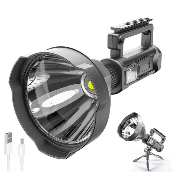 Lanterna Multifunctionala cu Suport Tripod, Reincarcabila, 4 Moduri de Iluminare, USB, Indicator de Baterie, Negru Trendysale.ro