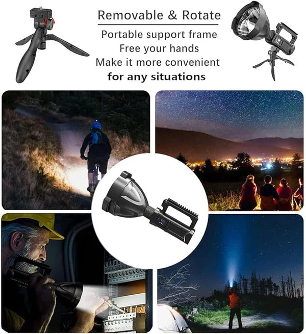 Lanterna Multifunctionala cu Suport Tripod, Reincarcabila, 4 Moduri de Iluminare, USB, Indicator de Baterie, Negru Trendysale.ro
