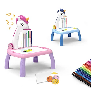 Masuta de Desenat Unicorn Roz cu Proiector, Diapozitive si Holograme Trendysale.ro