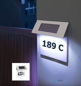 Numar de casa iluminat LED, alimentare solara, design din inox Trendysale.ro