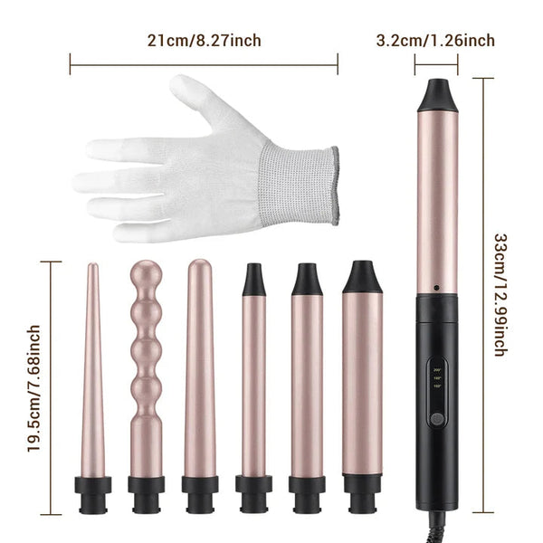 Ondulator Ceramic Profesional 6 in 1,  2 Setari de Temperatura (180°C - 210°C) Trendysale.ro