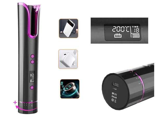 Ondulator Wireless cu Ecran LCD, 4800mAh, Bucle Perfecte, 200 °C Trendysale.ro
