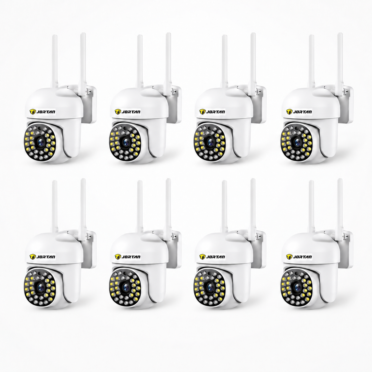 Set 8 Camere de Supraveghere WiFi JORTAN JT-8161, Full HD, Vedere Color Noaptea până la 30 m, pentru Casă, Curte, Atelier sau Cabană