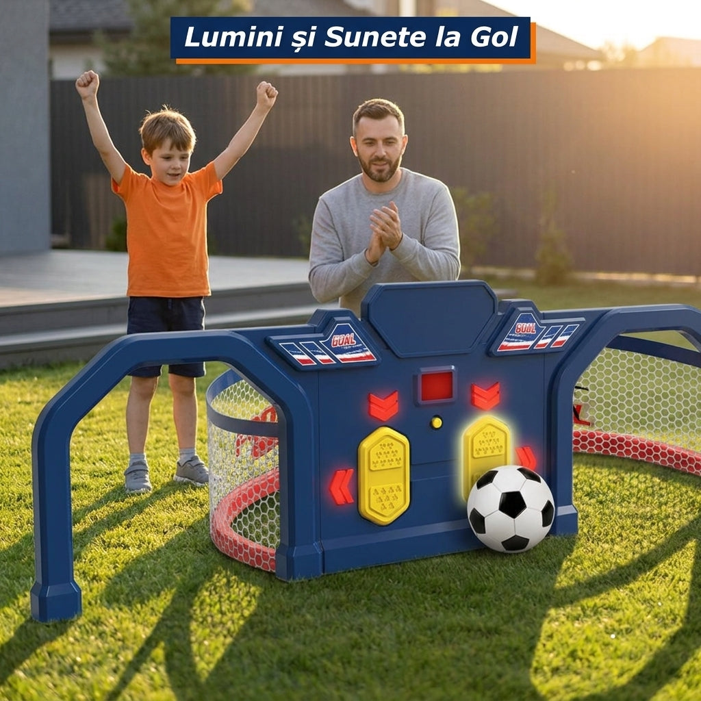 Poartă de Fotbal Electronică pentru Copii cu Afișaj de Scor, 2 Ținte, Lumini și Sunete + Minge