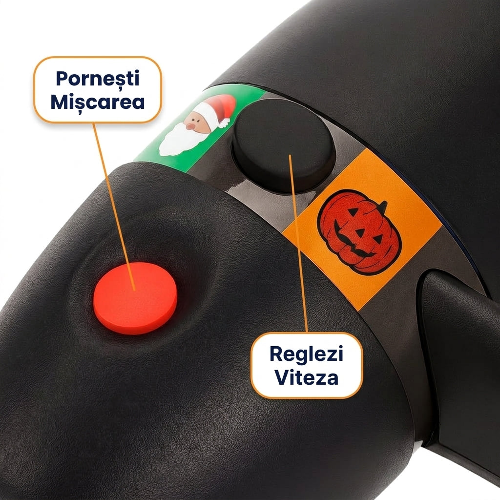 Proiector LED de Crăciun și Halloween cu 12 Carduri, Efect de Ninsoare, IP44, Țăruș și Bază