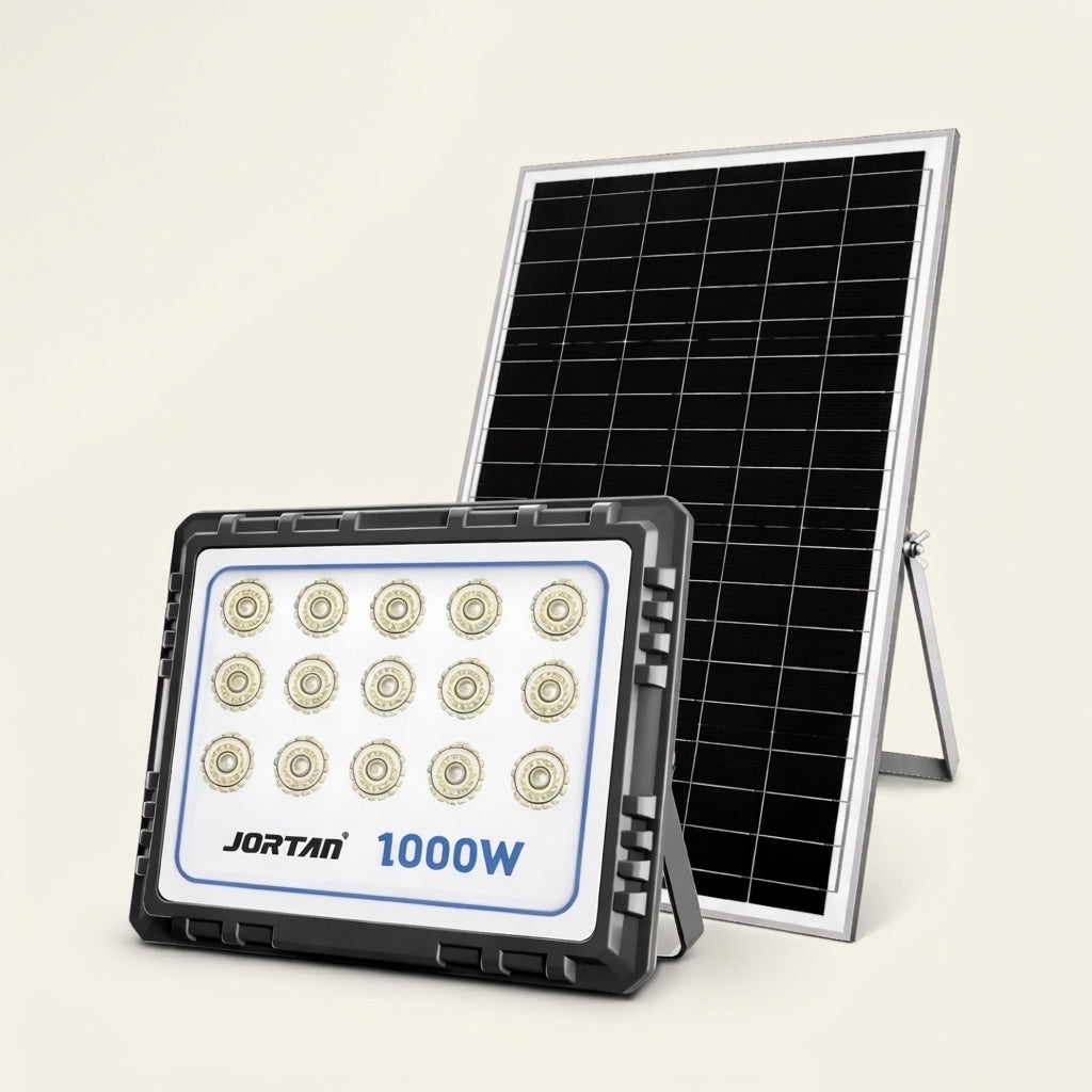 Proiector Solar JORTAN 1000W cu Panou Separat, Baterie 40.000 mAh, Telecomandă și IP66