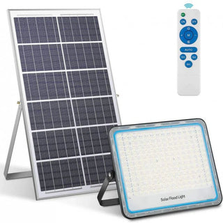 Pachet 2 x Proiector LED Jortan pentru exterior cu panou solar, telecomanda functii multiple, Solar Light IP 66, alb rece Trendysale.ro