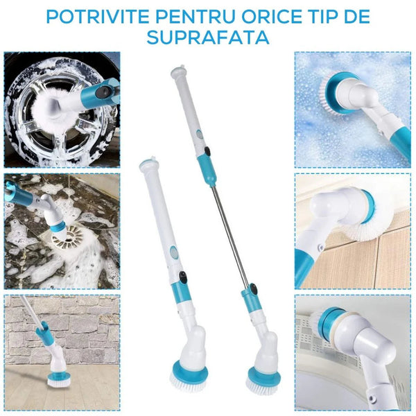 Perie rotativa electrica, ABS, 3 capete de curatare interschimbabile, Alb Trendysale.ro