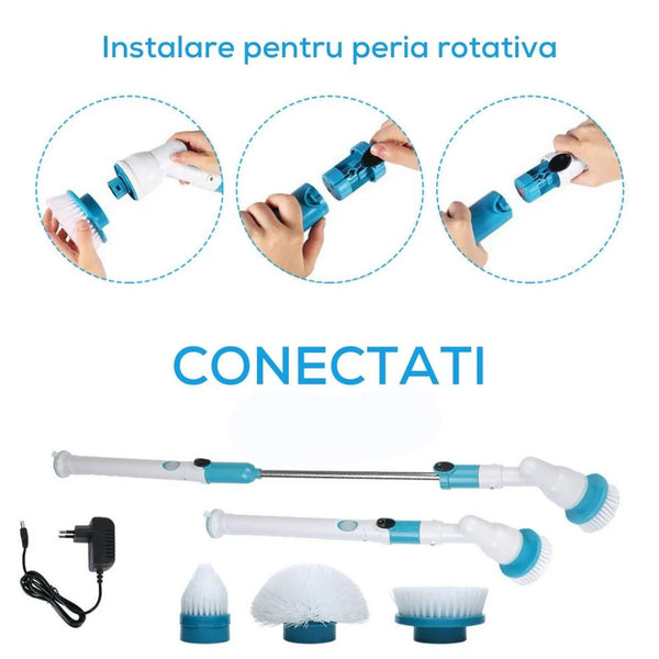 Perie rotativa electrica, ABS, 3 capete de curatare interschimbabile, Alb Trendysale.ro