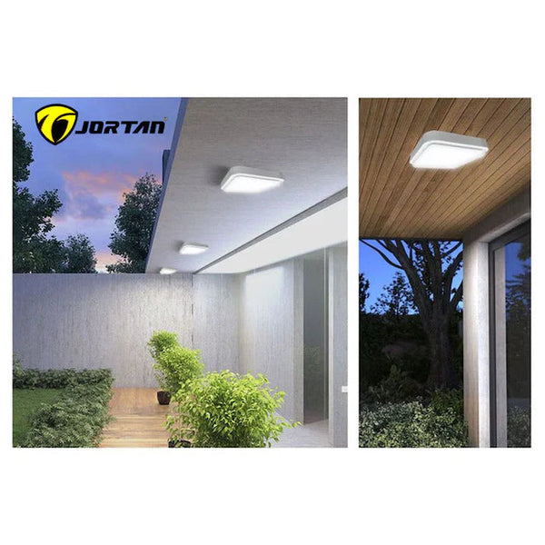 Plafoniera LED Jortan 100W cu Incarcare Solara, Lumina Rece sau Calda, Panou 23x30 cm, IP44, Telecomanda Inclusa Trendysale.ro