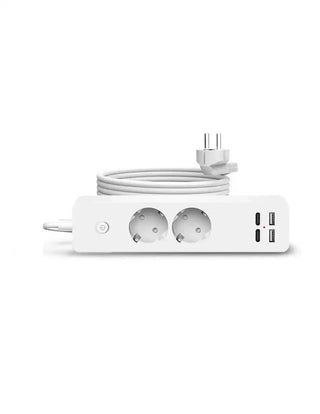 Prelungitor Hub de Alimentare Jortan cu Prize, USB si Type-C, Cablu 2m, Buton On/Off, Alb Trendysale.ro