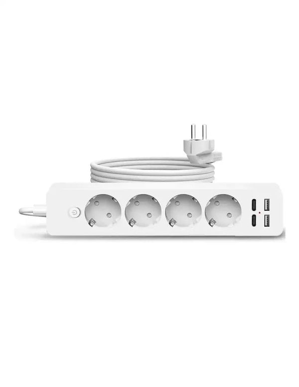 Prelungitor Hub de Alimentare Jortan cu Prize, USB si Type-C, Cablu 2m, Buton On/Off, Alb Trendysale.ro