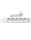 Prelungitor Hub de Alimentare Jortan cu Prize, USB si Type-C, Cablu 2m, Buton On/Off, Alb Trendysale.ro