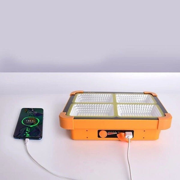 Proiector LED cu panou solar 500W, baterie 12000 mAh, USB, IP66 Trendysale.ro