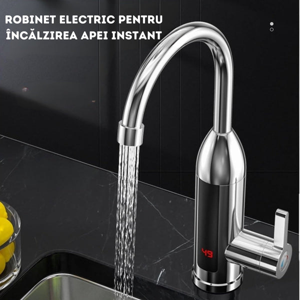 Robinet Electric Incalzit Apa Instant, LCD, Reglabil, Montare Chiuveta, Rotire 360°, Otel Inoxidabil Trendysale.ro