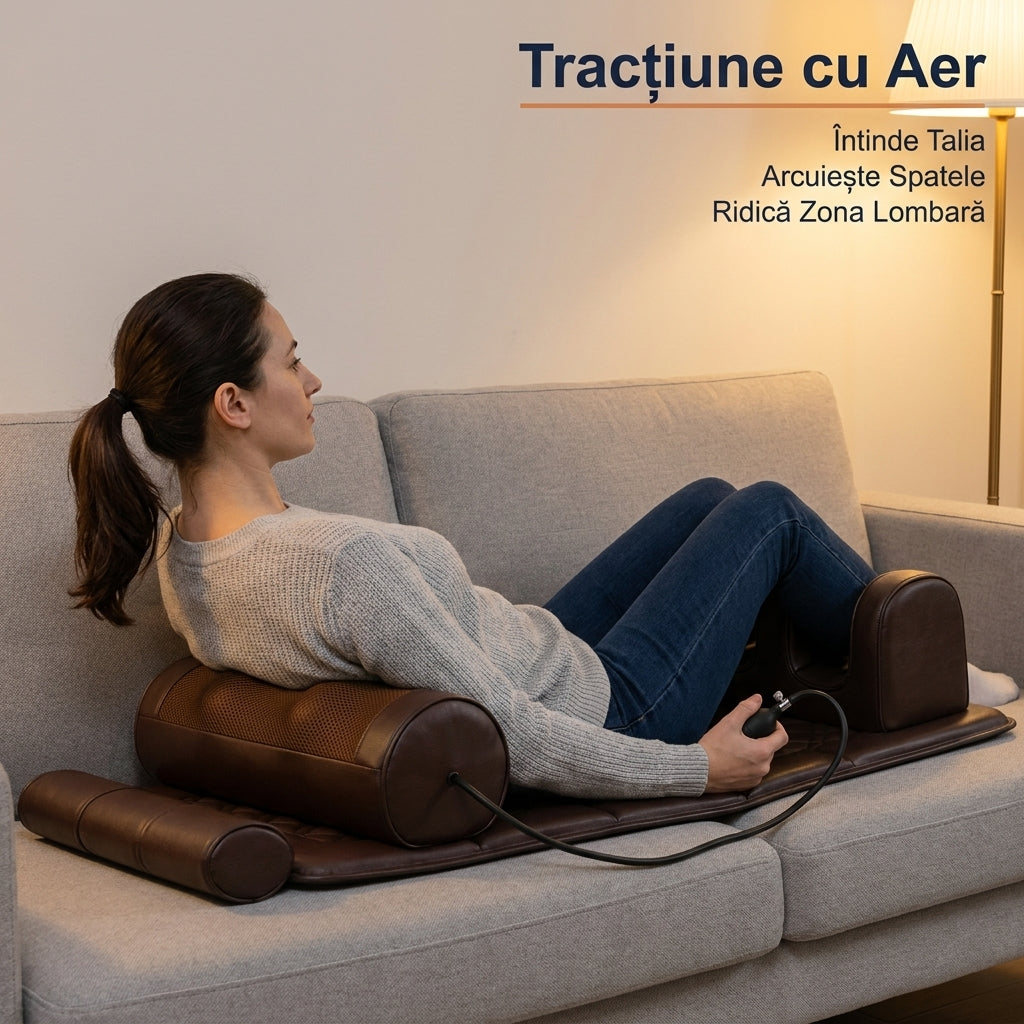 Saltea de Masaj Corp Întreg, Frământare Gât și Picioare, Încălzire, Tracțiune Lombară cu Aer