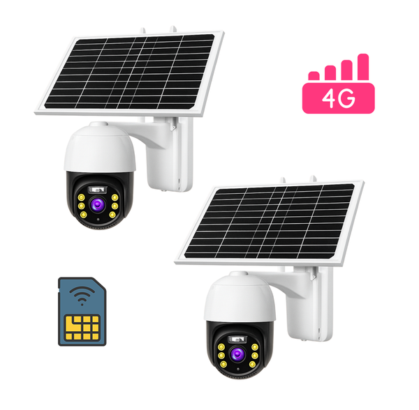 SET 2 Camere supraveghere 5MP cu panou solar, rotire 355°, IP66, 4G Trendysale.ro