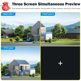 SET 3X Camere Triple Wi-Fi 6K 12MP, Audio bidirectional, AI Motion Detection, Night Vision, PTZ 355°/90°, IP66 Trendysale.ro