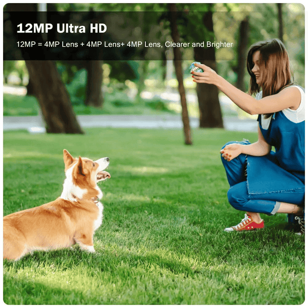 SET 3X Camere Triple Wi-Fi 6K 12MP, Audio bidirectional, AI Motion Detection, Night Vision, PTZ 355°/90°, IP66 Trendysale.ro