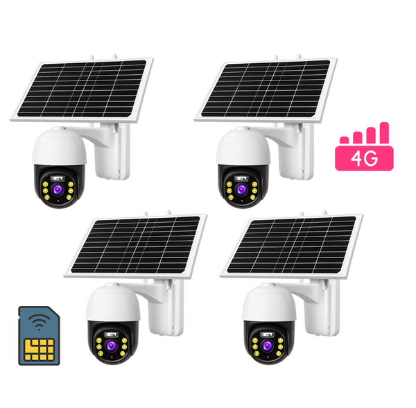 SET 4 Camere supraveghere 5MP cu panou solar, rotire 355°, IP66, 4G Trendysale.ro