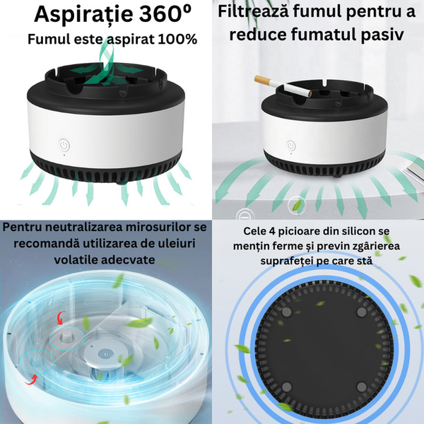 Scrumiera electrica inteligenta, auto aspiratie Trendysale.ro