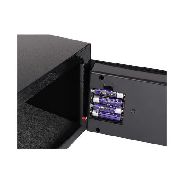 Seif metalic din otel cu inchidere electronica si cheie, 23 x 17 x 17 cm Trendysale.ro