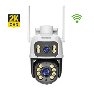Set 2 Camere De Supraveghere Video Dubla, 2x4 MP, 4X Zoom, Leduri Lumina, Senzor Miscare Trendysale.ro