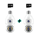 Set 2 Camere Smart Tip Bec WiFi – 4MP + 4MP, Supraveghere Panoramică cu Detecție Mișcare + 2 Carduri Trendysale.ro