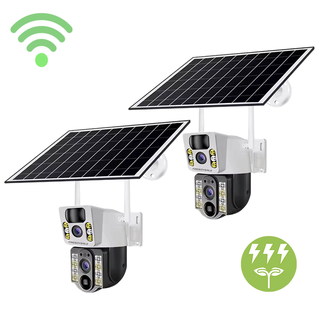 Set 2 Camere Supraveghere Dubla WiFi 6MP cu Panou Solar 8W, Baterie 8000mAh, Zoom 10X și Vedere Nocturnă Trendysale.ro